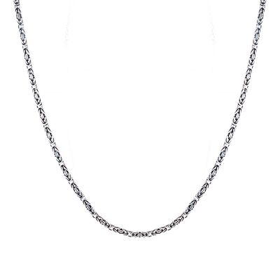 925 Ayar Gümüş 2mm Erkek Kral Zincir Kolye - 3