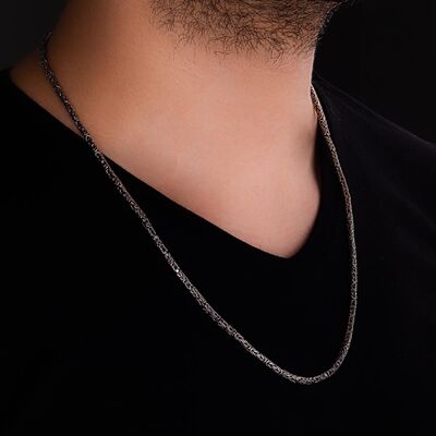 925 Ayar Gümüş 3,5mm Erkek Kral Zincir Kolye - 2