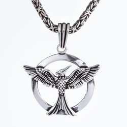 925 Ayar Gümüş Anka Kuşu Erkek Kolye Kral Zincirli - Anı Yüzük