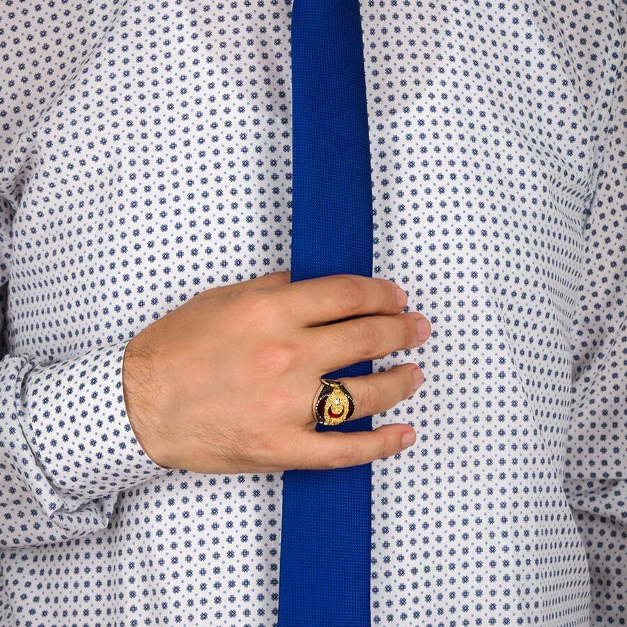 925 Ayar Gümüş Ay Yıldız Özel Tasarım Erkek Yüzük