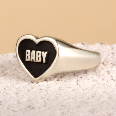 925 Ayar Gümüş Minimalist Kalp Tasarım İsimli Kadın Yüzüğü - 4