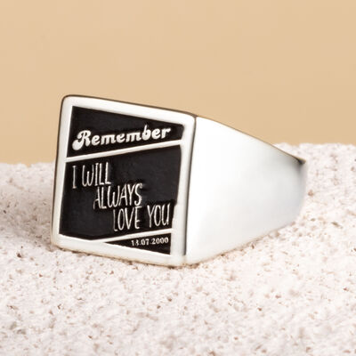 925 Ayar Gümüş Minimalist Kare Özel Tasarım Yüzük Unisex - 1