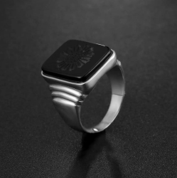 925 Ayar Siyah Oniks Taşlı Leonardo Dicaprio Gümüş Erkek Yüzük - 2