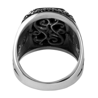 925 Sterling Silver Black Onyx Ring with Tughra on sides - 3