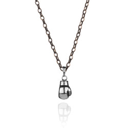 925 Sterling Silver Boxing Glove Necklace with Thick Chain 