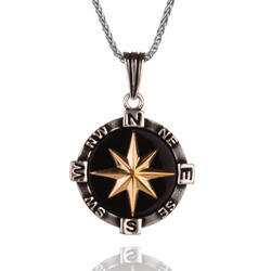 925 Sterling Silver Compass Necklace with Thin Chain 