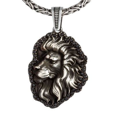 925 Sterling Silver Ivory Necklace Mini Black Stone with King Chain Product Features - 1