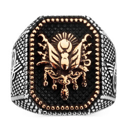 925 Sterling Silver Mens Ottoman Crest Ring with Tughra - 2