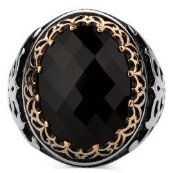 925 Sterling Silver Mens Ring with Black Zircon Stonework - 2