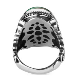 925 Sterling Silver Mens Ring with Malachite Stone - 4
