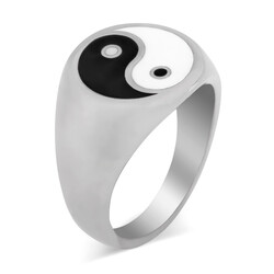 925 Sterling Silver Men's Yin Yang Ring - 2