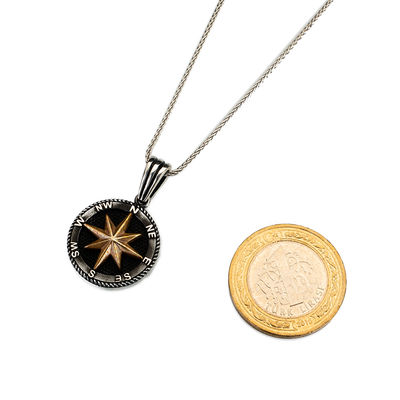 925 Sterling Silver Northern Star Compass Necklace with Thin Chain - 2