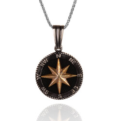 925 Sterling Silver Northern Star Compass Necklace with Thin Chain - 1