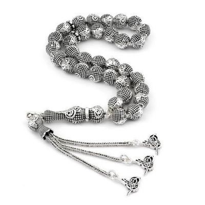 925 Sterling Silver Ottoman Tughra Rosary (Tasbih) - 1