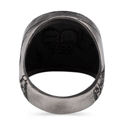 925 Sterling Silver Raven Motif Men's Viking Ring - 3