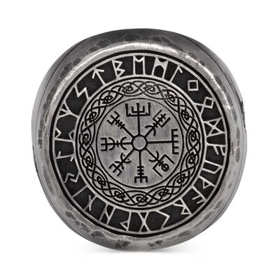 925 Sterling Silver Raven Motif Men's Viking Ring - 2