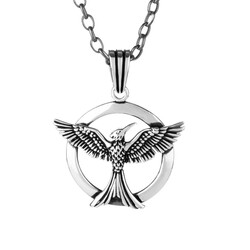 925 Sterling Silver Rising Phoenix Necklace (Thick Chain) - 1