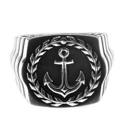 925 Sterling Silver Sailors Ring with Anchor Ornament - 2