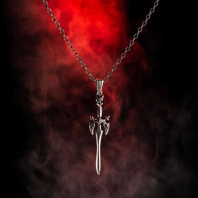 925 Sterling Silver Sword Necklace (Thick Chain) - 4