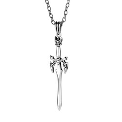 925 Sterling Silver Sword Necklace (Thick Chain) - 1