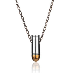925 Sterling Silver Thick Bullet Necklace with Thick Chain 