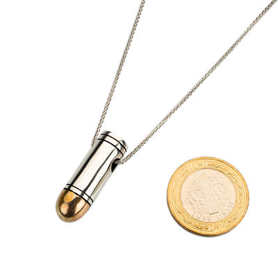 925 Sterling Silver Thick Bullet Necklace with Thick Chain - 2