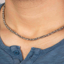925 Sterling Silver Tulip King Style Mens Chain - 3