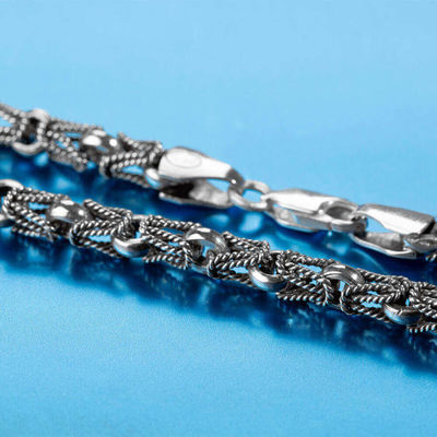 925 Sterling Silver Tulip King Style Mens Chain - 5
