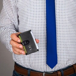 Akordiyon Model Hakiki Deri Kartlık Düz Siyah Detaylı - 5
