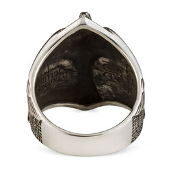 Alparslan Seljuk Falcon Model Sterling Silver Mens Ring - 6