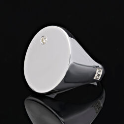 Anı Diamond Sade Oval Tasarım 0.05 Karat Pırlantalı Gümüş Erkek Yüzük - 7