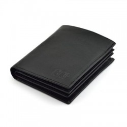 Genuine Leather Vertical Classic Men's Wallet Black - 1