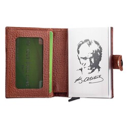 Anıtolia Pop-Up Otomatik Mekanizmalı Kroko Deri Kartlık Cüzdan Kahverengi - Anı Yüzük