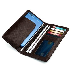 Anıtolia Style Kroko Deri Cep Telefonu Bölmeli Deri El Cüzdanı Kahverengi - Anı Yüzük