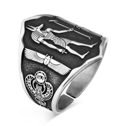 Anubis Scorpion King Silver Thumb Ring - 1