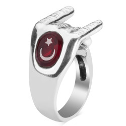 Ay Yıldızlı Bozkurt Yüzüğü - Anı Yüzük