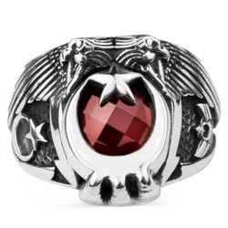 Ay Yıldızlı Çift Kartal Başlı Uzman Çavuş Yüzüğü - Anı Yüzük