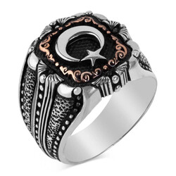 Ay Yıldızlı Taşsız 925 Ayar Gümüş Yüzük - Anı Yüzük