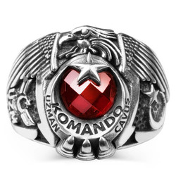 Ay Yıldızlı Tek Kartal Başlı Komando Uzman Çavuş Yüzüğü - Anı Yüzük