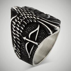 B Series Alparslan Great Seljuk Falcon Model Mens Ring - 2