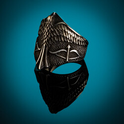 B Series Alparslan Great Seljuk Falcon Model Mens Ring - 6