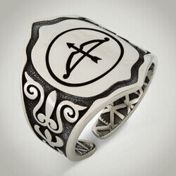 B Series Mens Alparslan Great Seljuk Arrow Bow Motif Zihgir Ring - 7