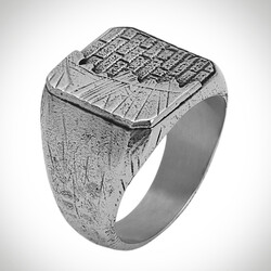 B Series New Life Theme Stoneless Mens Gray Color Ring 