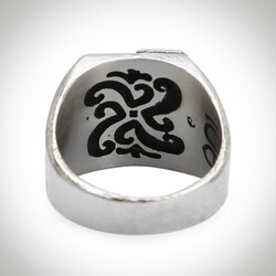 B Series New Life Themed Stone Free Mens Ring Customizable Gray Color - 3