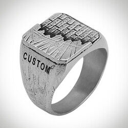B Series New Life Themed Stone Free Mens Ring Customizable Gray Color - 5
