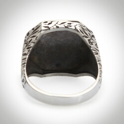 B Series Octagonal Simple Design Mens Ring Leaf Pattern Model - 3