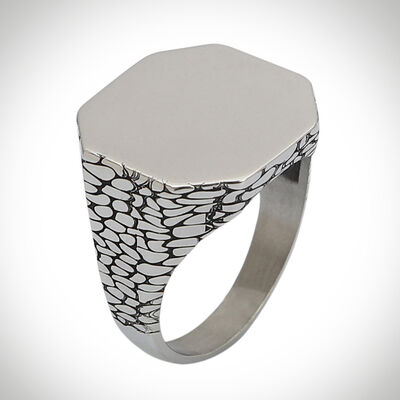 B Series Octagonal Simple Design Mens Ring Patterned Model - 1