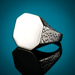 B Series Octagonal Simple Design Mens Ring Patterned Model - 5