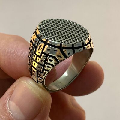 B Series Oval Special Design Mens Ring - 6