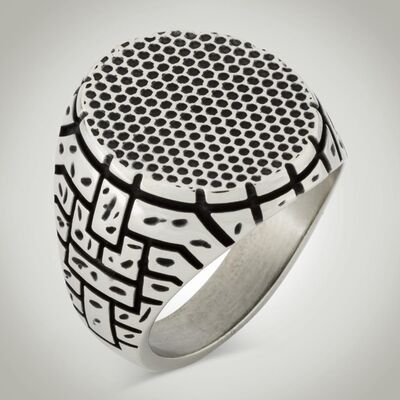 B Series Oval Special Design Mens Ring - 1